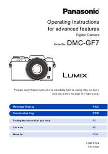 Panasonic Lumix GF7 manual. Camera Instructions.